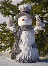 Riesen Schneemann Christoph mit Piepmatz 50cm Figur Weihnachten Winter Deko NEU