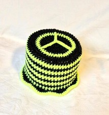 Klohut Friede Grau Gelb gestreift WC Papier Hut Häkelhut Auto Ablage