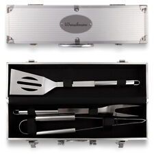 Grillkoffer 3-teilig Grillbesteck Edelstahl Grill Set Gravur - Schriftzug Name