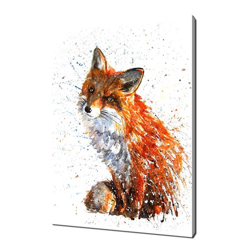 Fuchs aquarell leinwanddruck - aquarell,