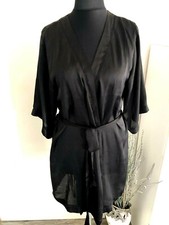 Morgenmantel Satin Luxus Schwarz gr M 38 / 40 Neu 
