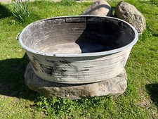 DDR Wanne Zink Pflanzgefäß oval Gartendekoration Teich 100 cm Vintage Deko