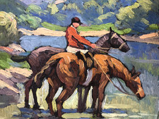 feines Expressionismus Gemälde - Umfeld Blauer Reiter - Öl/Karton