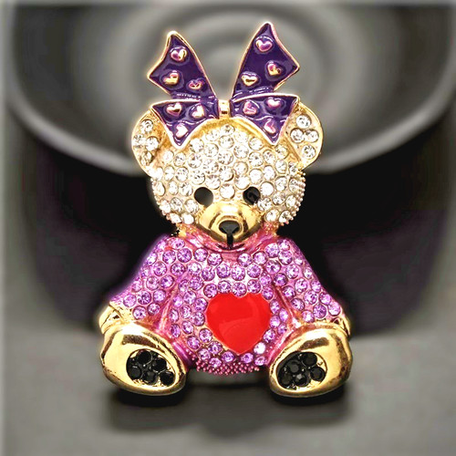 Kinder brosche teddy bär pink - teddy,