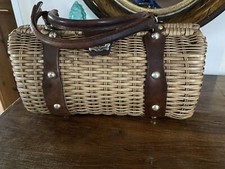 Tasche Korbtasche Damentasche  - Lederhenkel - natur braun Vintage