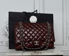 Chanel Timeless Double Flap Bag Caviar Leder Maxi Handtasche Burgundy Handtasche