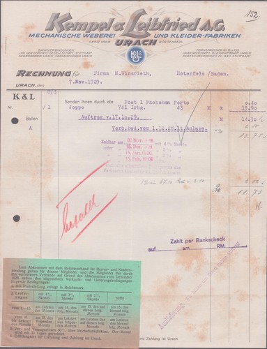 Rechnung kempel leibfried ag - kempel,