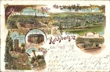 Litho Kirchberg in Sachsen, Gesamtansicht, Bahnhof, Kriegerdenkmal - 11471731