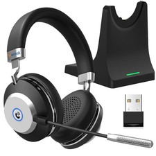 Bluetooth Kopfhörer mit Mikrofon Kabellos Ladestation USB Headset für PC/Handys