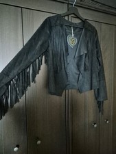 Fransen Jacke Schwarz Hippie