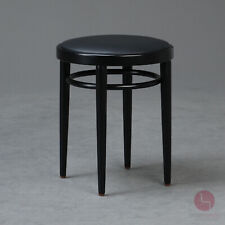Thonet Hocker Modell 214 PH Wiener Kaffeehaus Bugholz Sitz Leder Schwarz TOP