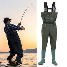 Wathose extrem robust Herren  Gr. 42-47 Fischer Teichhose mit Haken Anglerhose