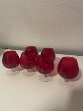 6 rote Cognacgläser