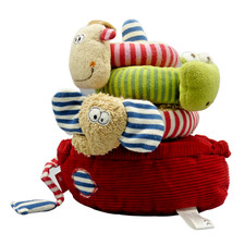 Sigikid Boot Ring Wurfspiel Plüsch Elefant Ziege Frosch 22x22cm Rot Anker Baby