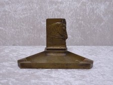 Antiker Art Deco Messing Aschenbecher Streichholzschachtelhalter Pferdekopf 