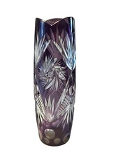 Vase Kristall violett Schleuderstern Blumenvase 28 cm Kristallvase vintage 56274