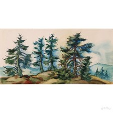 JOHANNES DINTER AQUARELL FICHTELBERG ERZGEBIRGE WALD LANDSCHAFT VP: 500€*