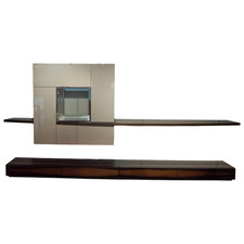 Gwinner Wohnwand Lack Hochglanz Grau Räuchereiche Inklusive Beleuchtung