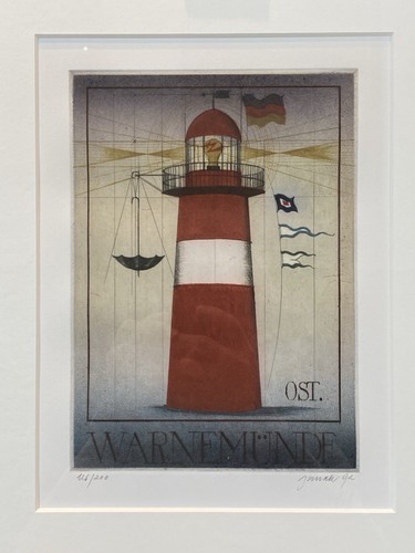 Warnemünde farbradierung - warnemünde.,