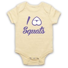 DAMEN GYM WEAR FITNESS I LOVE KNIEBEUGEN TRAINING TRAINING BABY WACHSEN BABYANZUG GESCHENK