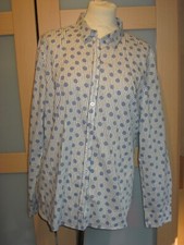 Damen Bluse Lang Arm,  Gr. 42, Weiß/Blau, Baumwolle, "Taifun by Gerry Weber"