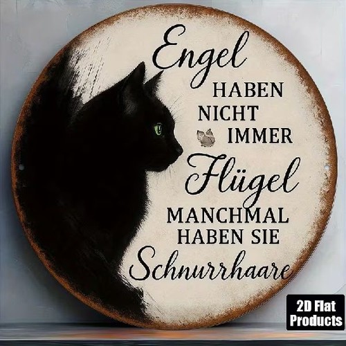 Blechschild rund katze - rund,