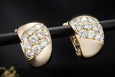 Cartier Bombé Ohrringe Vintage Creolen Große Diamanten in 750er Gelbgold Schmuck