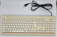 Fujitsu Tastatur Keyboard KB521 DE weiß mit rotem Streifen