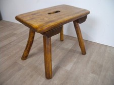 Antik Melkschemel  Fuß Hocker Alpenländisch 19 Jh. Weichholz Kiefer  Holz