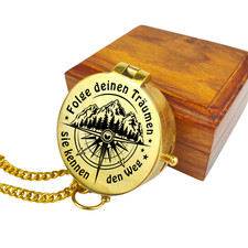 Personalisierter Kompass mit Gravur Wunschmotiv Wunschtext Name Messing Geschenk