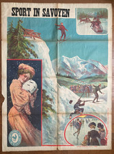 Plakat Stummfilm SPORT IN SAVOYEN / WILDLEDER Pathé Brüder 1908 Faria Berg