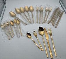 Besteckset Gold Löffel Gabel