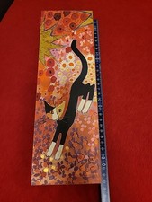 Kunstdruck Holzbildet Rosina Wachtmeister Katze 33x10x3,5cm