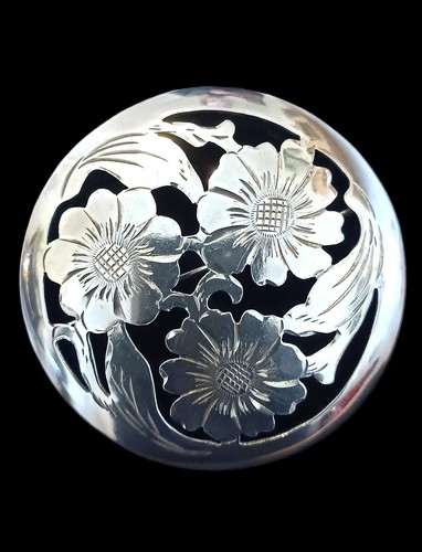 Brosche silber floral - brosche,