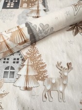 PVC Tischdecke BERGEN Weihnachten beige gold Wachstuch abwaschbar Meterware 
