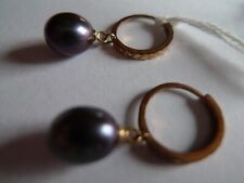 Akoya Perlen Ohrringe, Tropfen, 8x11 mm, Tahiti blau gefärbt, neu