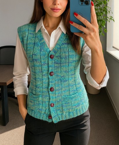 Große blaue strickweste mit - strickweste,
