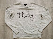 Amisu Damen Sweat Pullover Gr.S Grau Meliert, "Enjoy The Little Things"