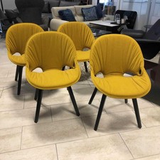 Tonon 4er-Set Stuhl Flat 4NH Stoff Senf Holzfuß Esche Schwarz