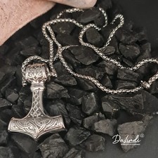 Wikingerschmuck Halskette Thors Hammer Edelstahl silber gold, nordisches Amulett