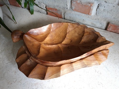 Obstschale blatt teakholz - ,