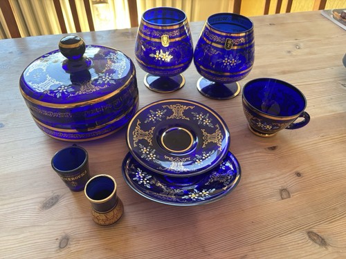 Edles kobaltblau glas set mit - edles, glas-set
