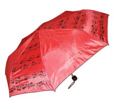 REGENSCHIRM ø98cm ROT mit Noten Manuell Länge 25-57cm Taschenschirm Schirm 1014T