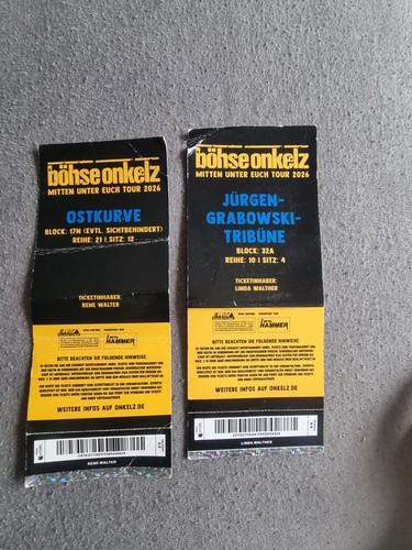 Böhse onkelz sammler ticket - böhse,