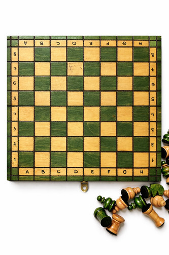 Schachspiel holz grün - schachspiel,