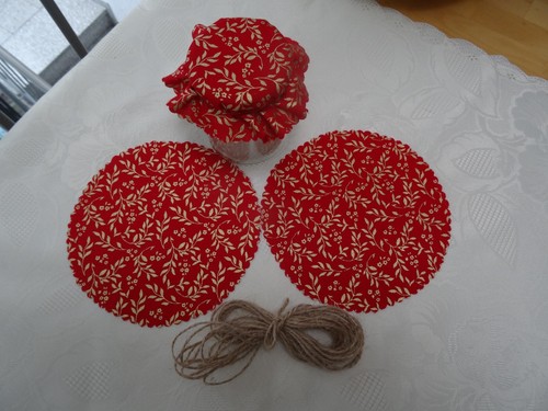 Stoff deckchen set - 12, stoff-deckchen-set