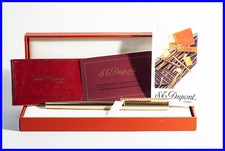 1990er S.T. DUPONT Paris Rollerball Pen Diamanten Clip Cross Hetch Gold mit BOX