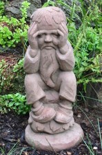 Wichtel Gargoyle Troll Zwerg Elf Gnom sitzend Kunst Sandstein Antik Look H 06