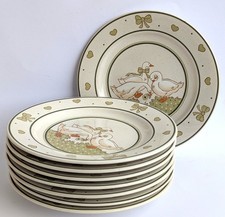 Kuchenteller 8er Set Gänseglück 20,2 cm Pfalzkeramik R.Lumm Gans Ostern Thema