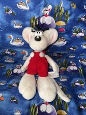 1. Diddl Plüsch Figur 18 cm rote Latzhose, weiße Knöpfe Rarität 90-er Jahre